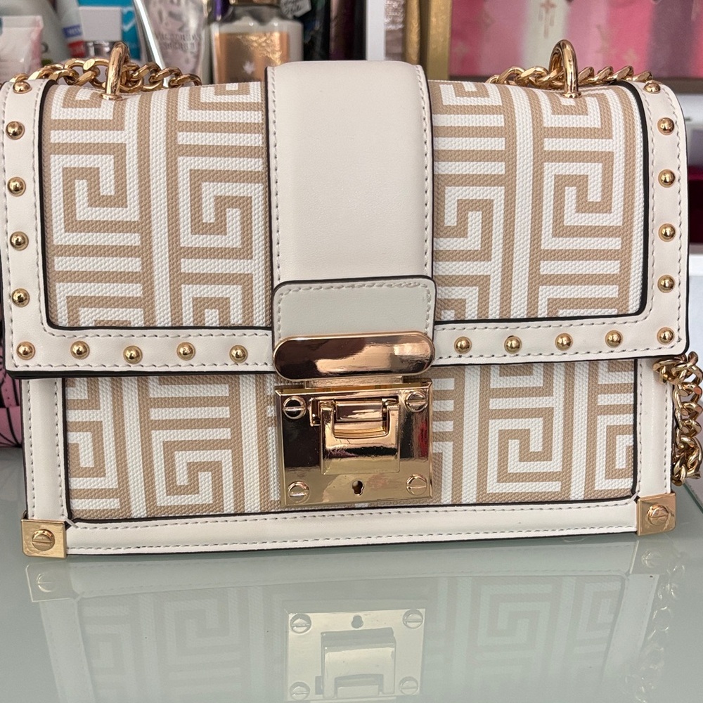 Aldo Stylish White and Gold Women's Bag